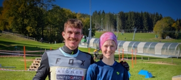 Johannes Baumkirchner und Lea Söser dominierten die österreichischen Gelände-Einrad-Meisterschaften in St. Corona am Wechsel. (Bild: privat)